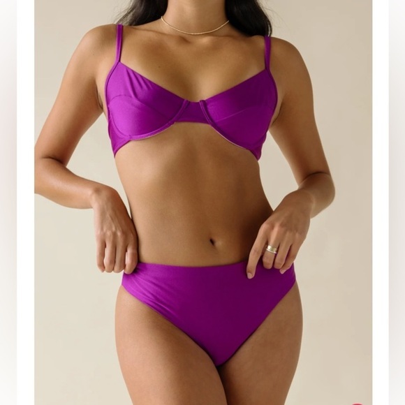 Carolina K Swim Cala NWT Bikini Sparkling Grape Purple Shimmer Vacation Beach - Picture 15 of 16